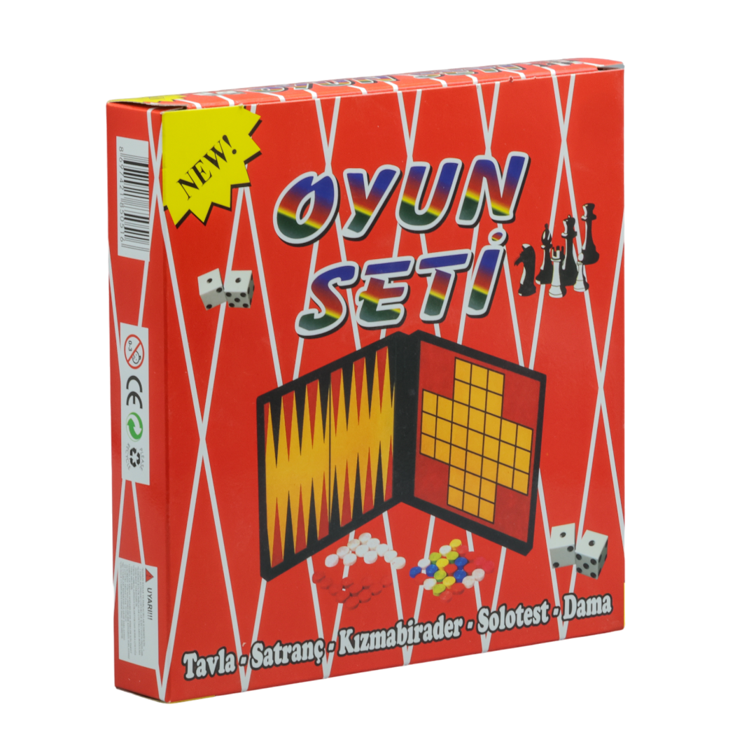 Beşli Oyun Seti (Satranç, Dama, Tavla, Kızmabirader, Solo Test)